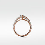 Profile of the modern Chestnut Diamond Engagement Ring in rose gold with a pavé diamond split shank.