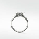 Side profile of the platinum Vine Diamond Engagement Ring, showing its brilliant-cut center diamond and pavé-accented band.