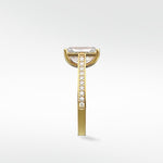 Side profile of the Wisteria Diamond Engagement Ring, highlighting the pavé diamonds on the yellow gold band.