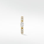 Front view of a gold Modernist Marquise Pave Hoop with a central marquise diamond and a band of pavé diamonds.