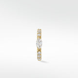 Front view of a gold Modernist Marquise Pave Hoop with a central marquise diamond and a band of pavé diamonds.