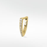 Lark & Berry Modernist Graduating Pave Hoop in 14k gold, a pointed earring with a row of pave diamonds.