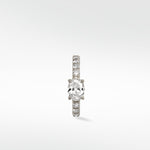 Front view of the Lark & Berry Modernist Oval Diamond Hoop earring featuring a pavé diamond band set in white gold.