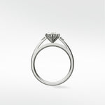 Side profile of the Kentia Engagement Ring in white gold, showcasing its open setting with accent diamonds on a split shank band.