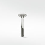 Side profile of the Kentia Engagement Ring in platinum, showing the open basket setting and side diamond detail.