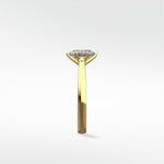 Side profile of the Kentia Engagement Ring in yellow gold, showing its open diamond setting and hidden halo.