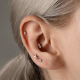 Trio Stone Diamond Crawler Stud Earring