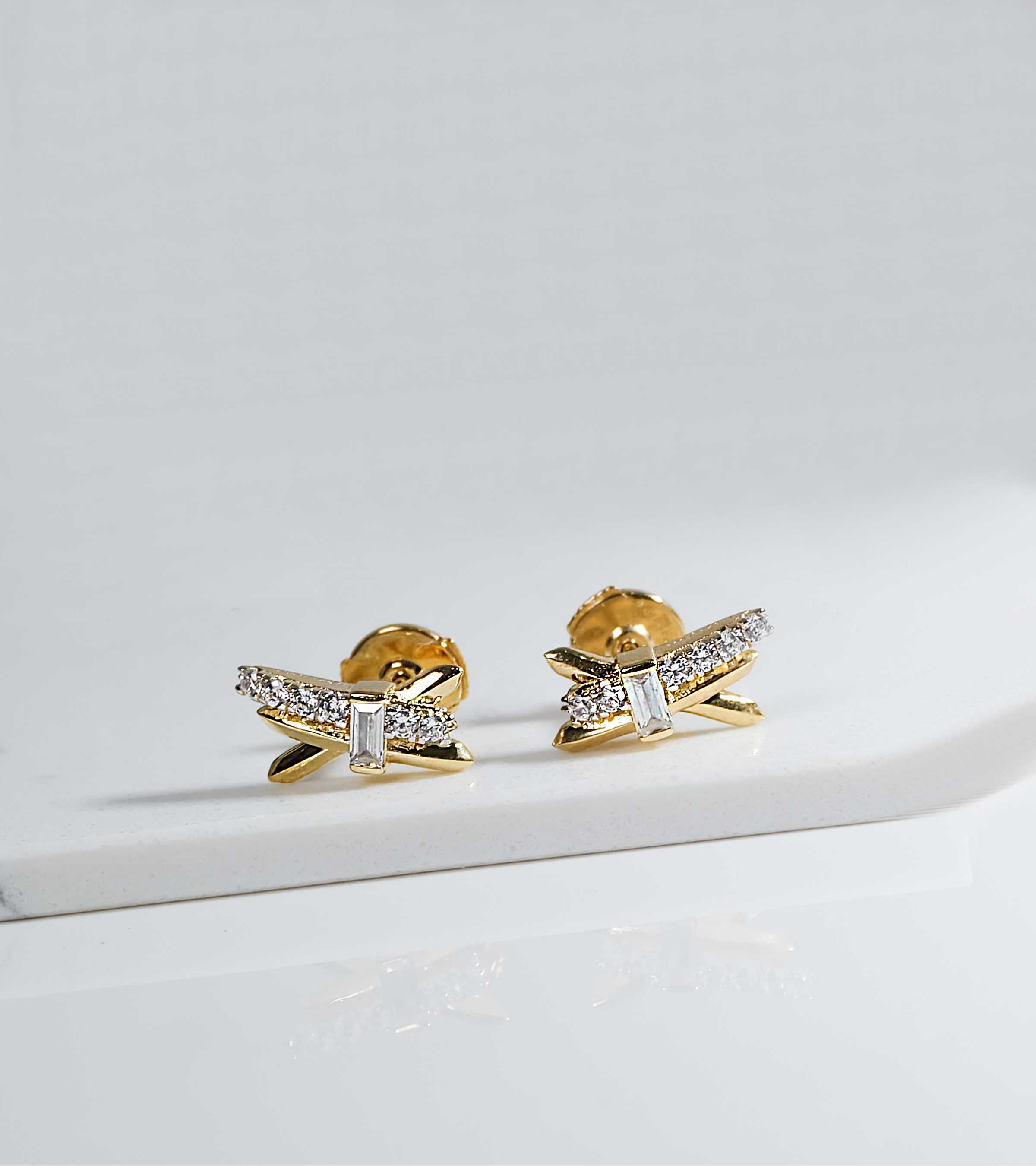 Diamond Cross Gold Studs