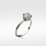 Lark & Berry's Walnut Engagement Ring in white gold, featuring a solitaire cushion cut lab grown diamond.