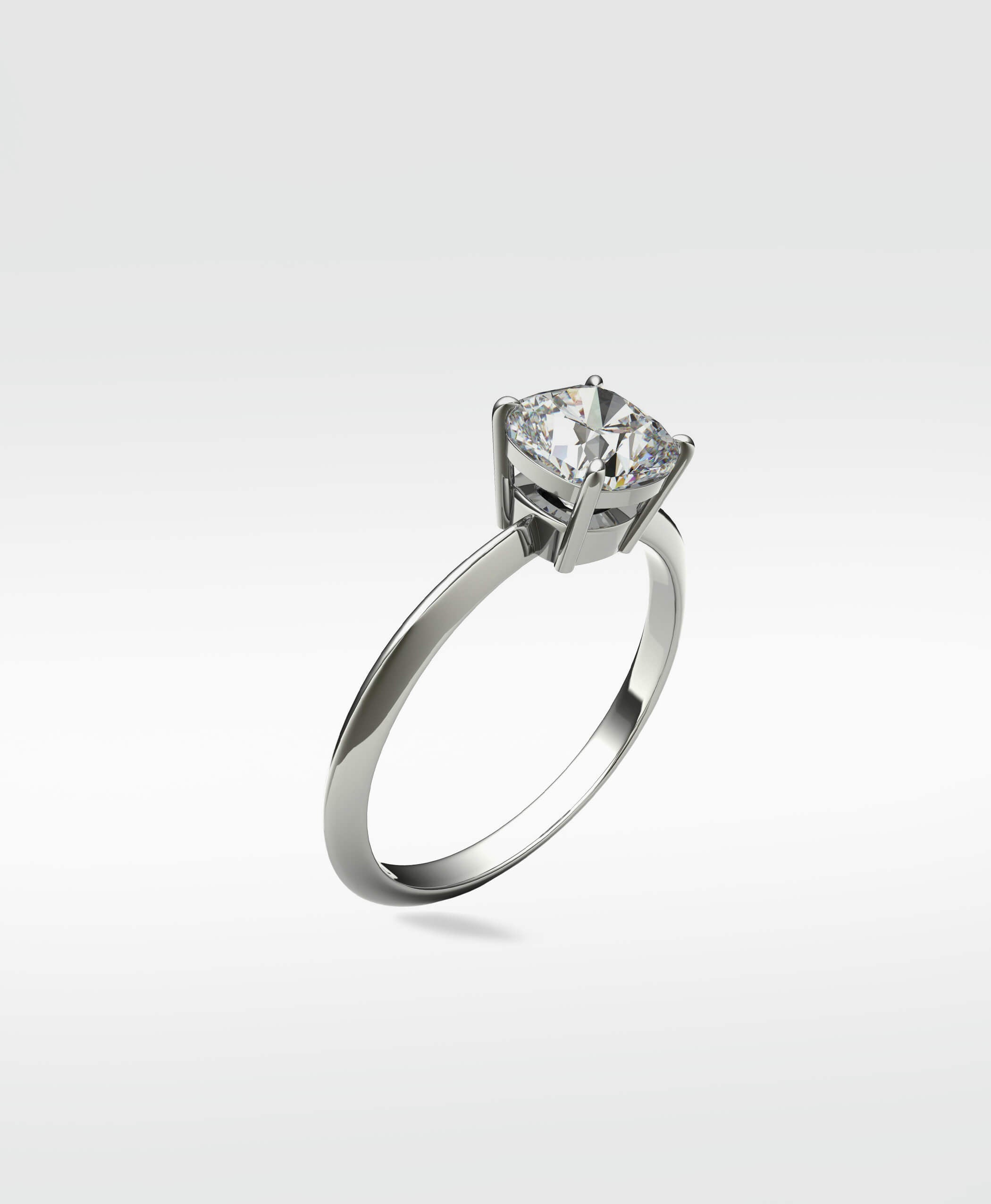 Lark & Berry's Walnut Engagement Ring in white gold, featuring a solitaire cushion cut lab grown diamond.