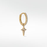 Lark & Berry Celestial Diamond Charm, a gold star set with diamonds, dangling from a pavé diamond hoop.