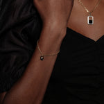 Eclipsis Charm bracelet with Onyx and Mother Of Pearl, in 18k Yellow Gold - Lark and Berry