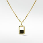 Eclipsis Diamond Edged Pendant with Mother of Pearl and Onyx in 18k Yellow Gold - Lark and Berry