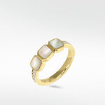 Eclipsis Mother of Pearl and Diamond Ring in 18k Yellow Gold - Lark and Berry