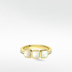 Eclipsis Mother of Pearl and Diamond Ring in 18k Yellow Gold - Lark and Berry