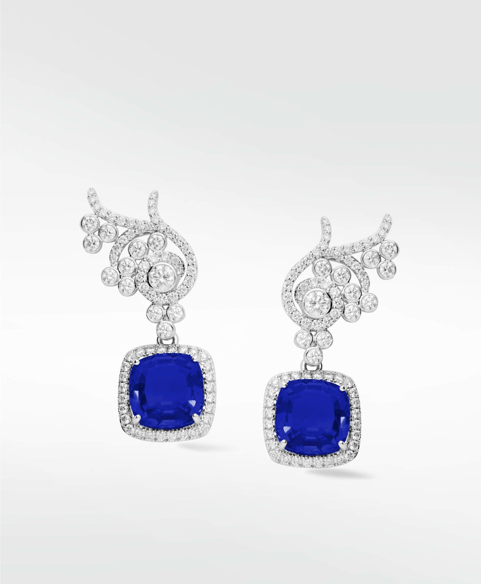 Flora Blue Sapphire Detachable Drops in Solid 18K White Gold - Lark and Berry