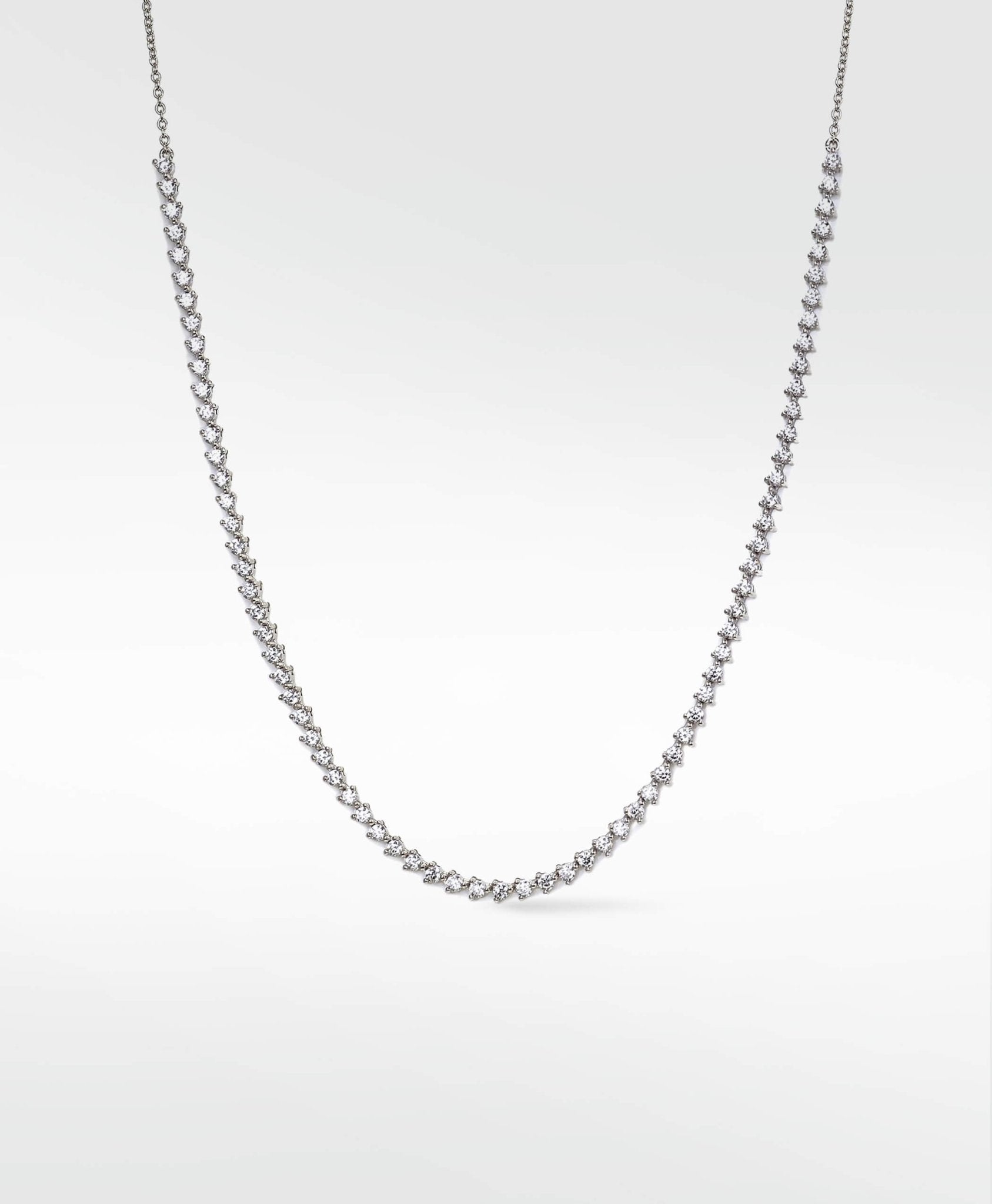 Modernist Diamond Tennis Necklace in 14K White Gold - Lark and Berry