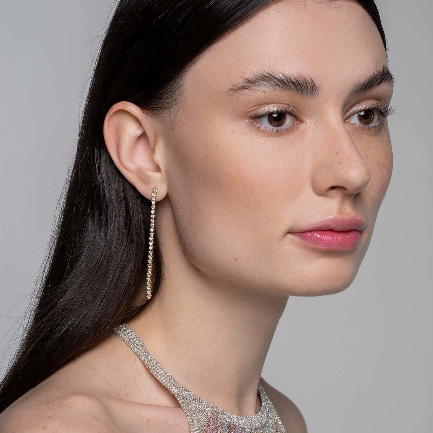 Modernist Tennis Drop Earrings in 14K Gold - Lark and Berry