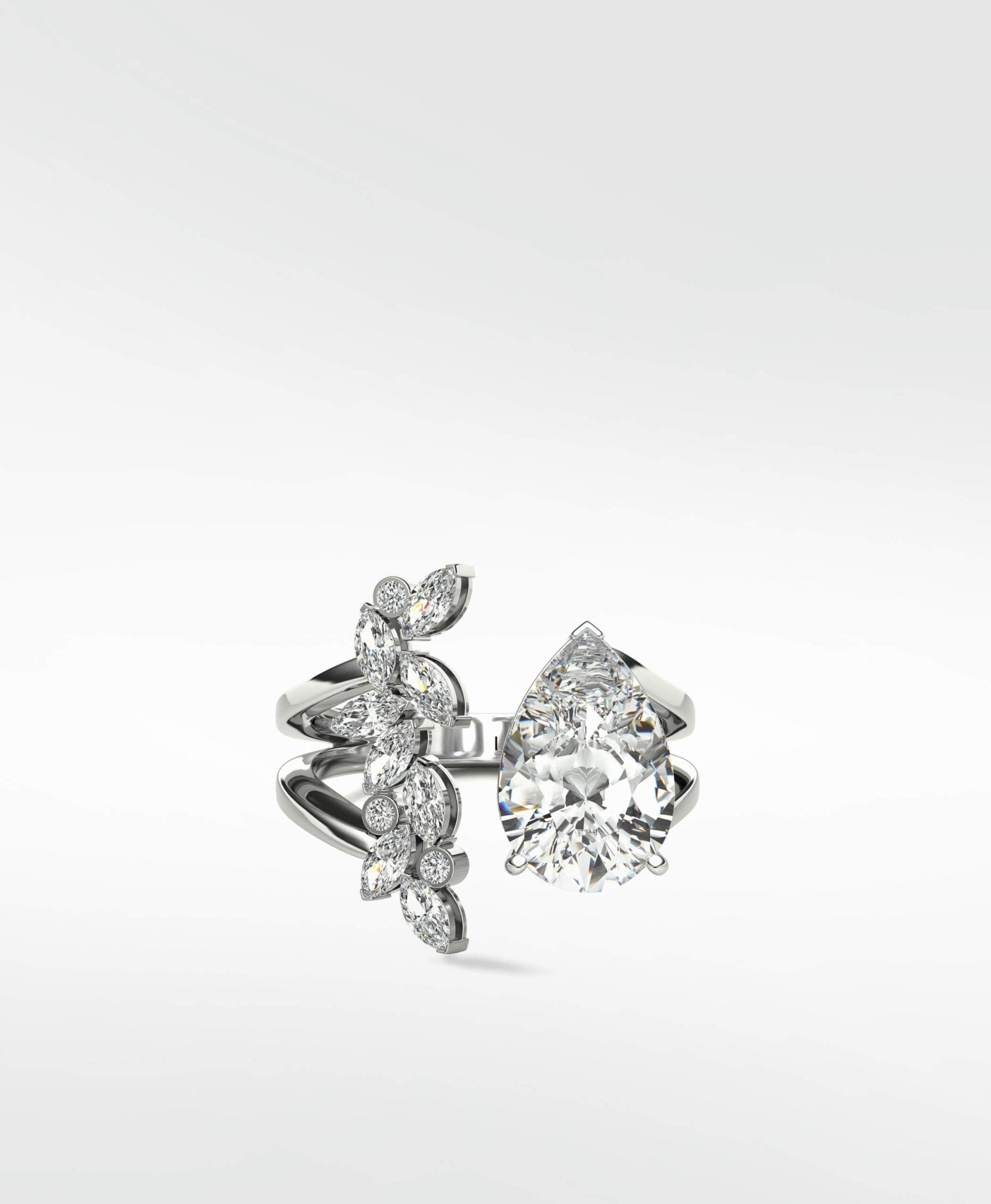 Veto Diamond Open Petal Cocktail Ring in 18K White Gold - Lark and Berry