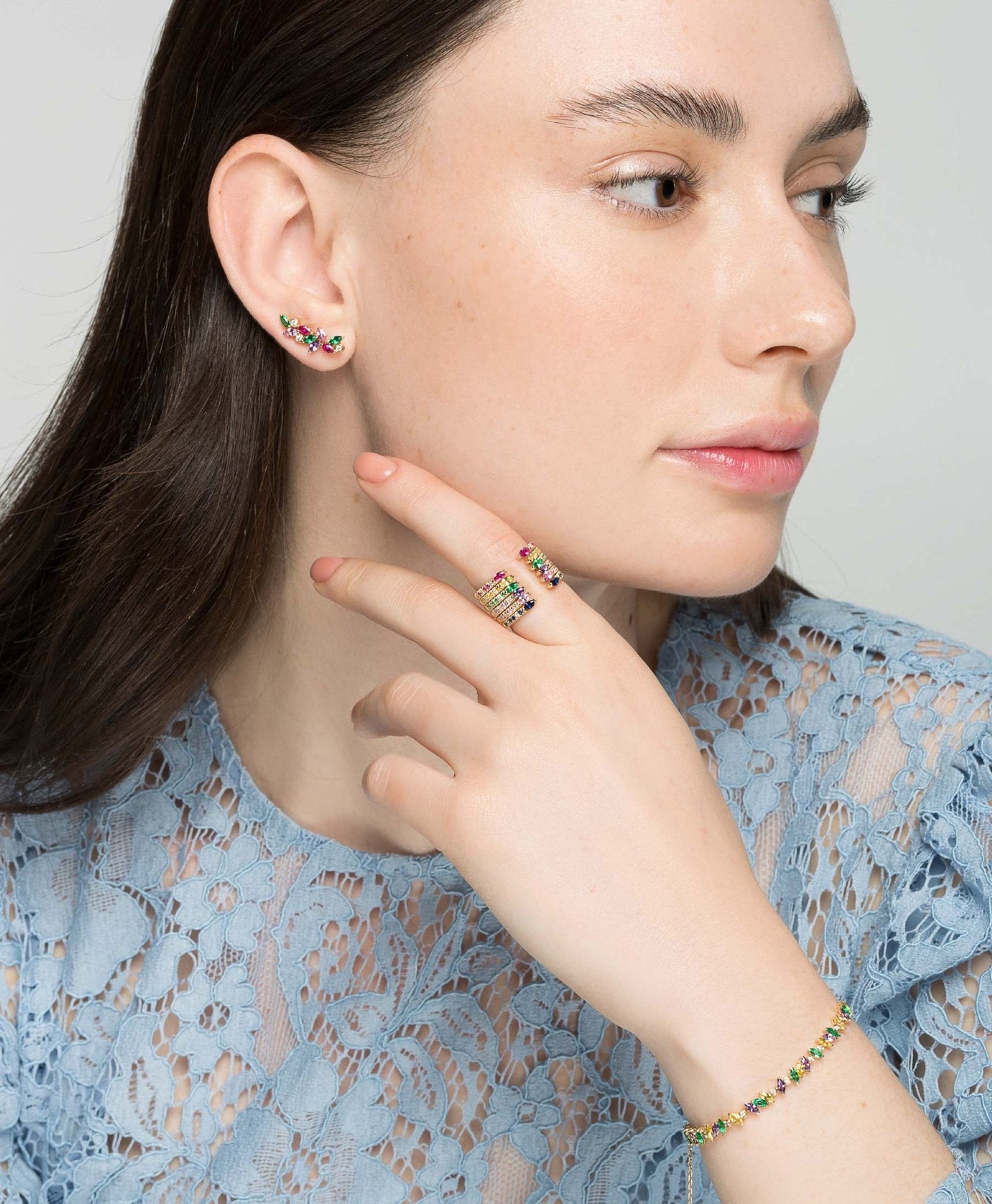 Veto Open Stackable Ring- Fancy Purple Sapphire in 14K Gold - Lark and Berry